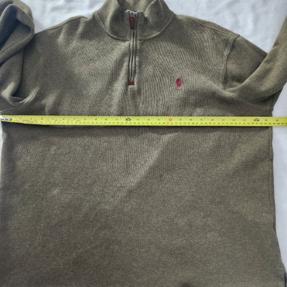 POLO RALPH LAUREN Men's Quarter Zip Pullover Sweater Moss Green XL Casual Warm - Picture 6 of 11